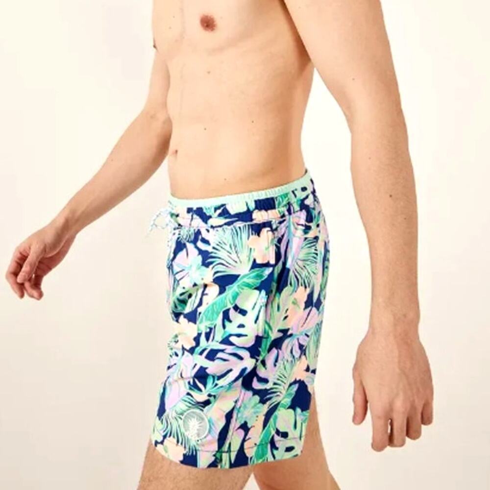 Chubbies Men's Navy Leaf The Night Faunas 2" Classic Swim Trunk Shorts Size L - Picture 10 of 11